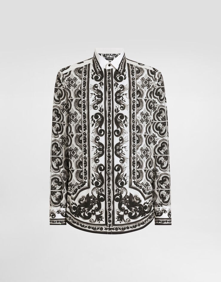 Dolce & Gabbana Hemd Martini aus Popeline mit Majolika-Print Mehrfarbig G5MM4THH5EM