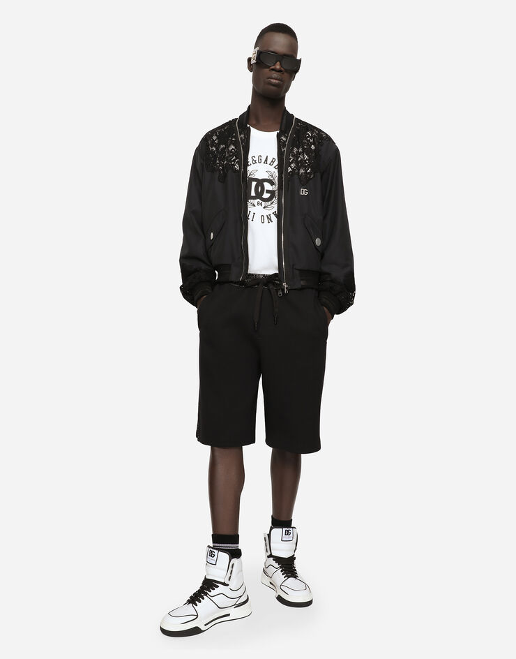 Dolce & Gabbana Nylon jacket with lace inserts and DG patch Black G9XM7ZFUM6X