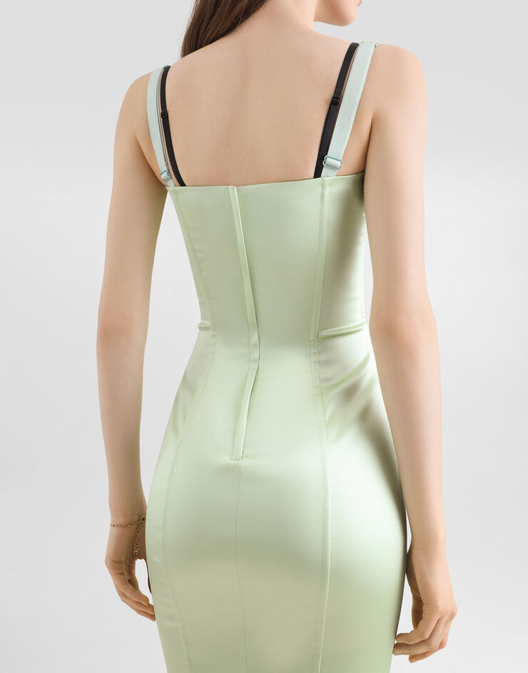Dolce & Gabbana فستان من ساتان مطاطي Green F6DIHTFURAD