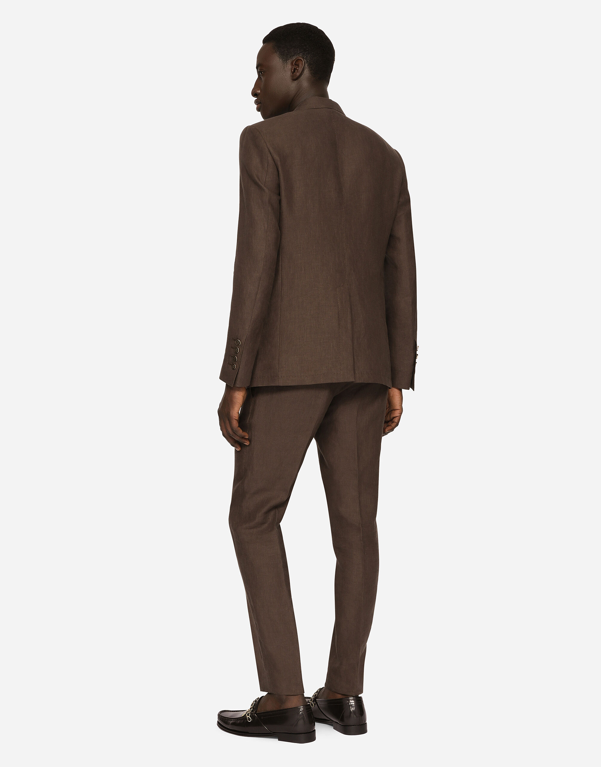 【送料&関税込】Dolce & Gabbana Double-breasted Sleevele Double-breasted linen Sicilia-fit suit in Brown for Men