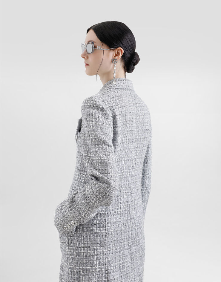 Dolce & Gabbana Single-breasted lamé tweed bouclé coat Multicolor F0F1STFQOAB