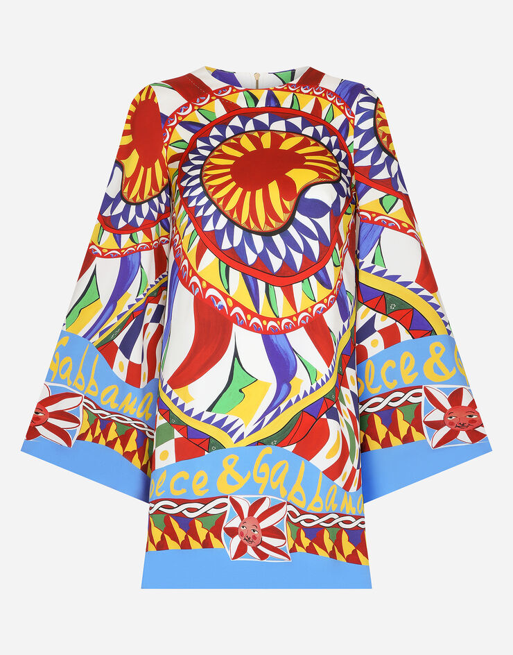 Dolce&Gabbana Short Carretto-print charmeuse dress Multicolor F6ZW4THPADX