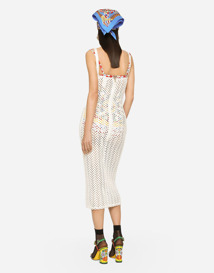 Dolce & Gabbana Slip Dress gehäkelt Weiss FXL72TJFMO5