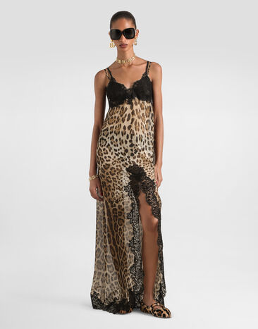 Dolce & Gabbana Leo-print chiffon slip dress Print F612HTFS1AR
