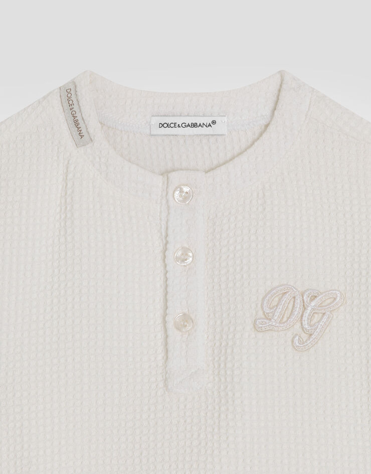 Dolce & Gabbana Waffle cotton serafino t-shirt White L14S69FU628