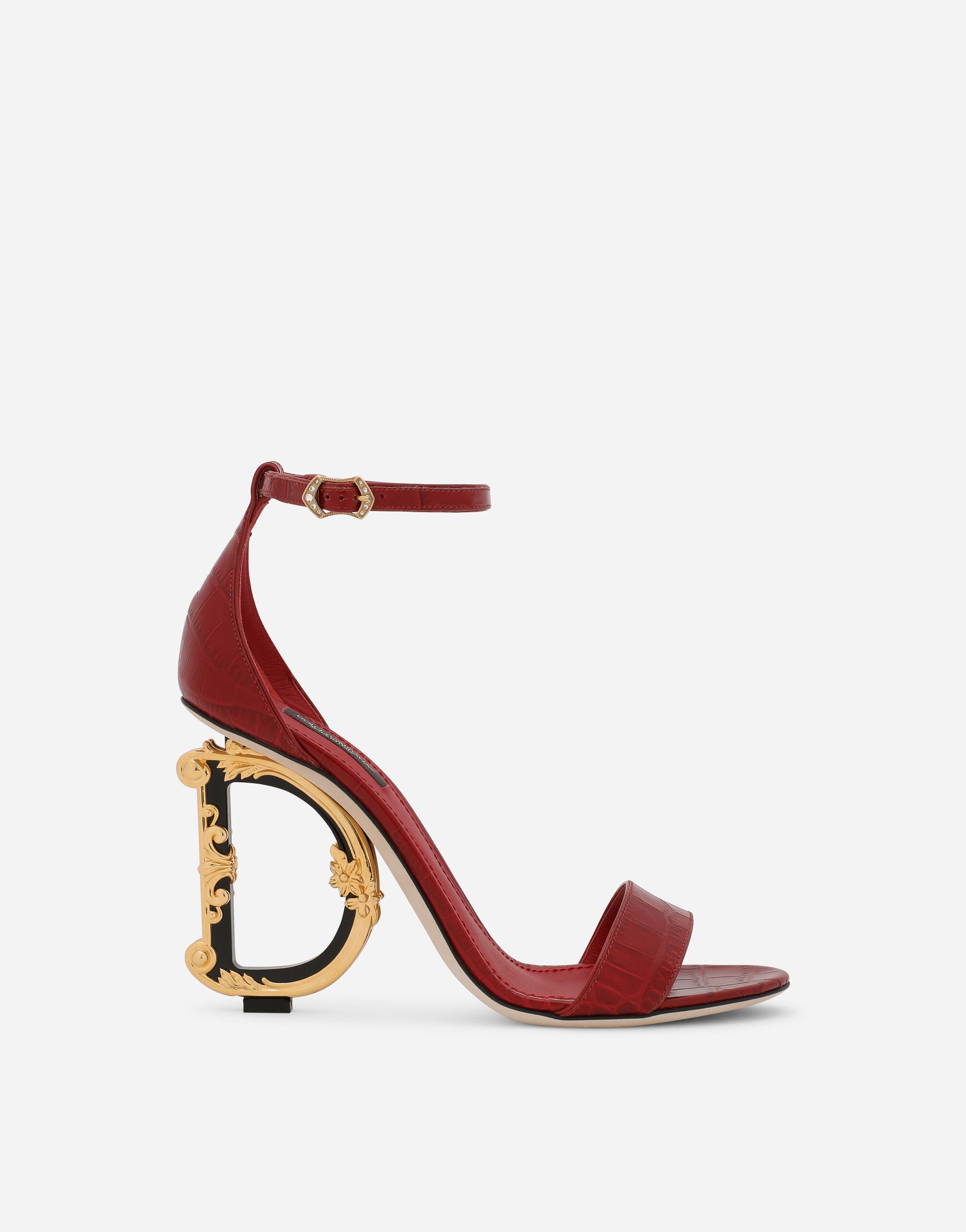 Dolce&Gabbana Crocodile-print calfskin baroque DG sandals Red CR1340AS818