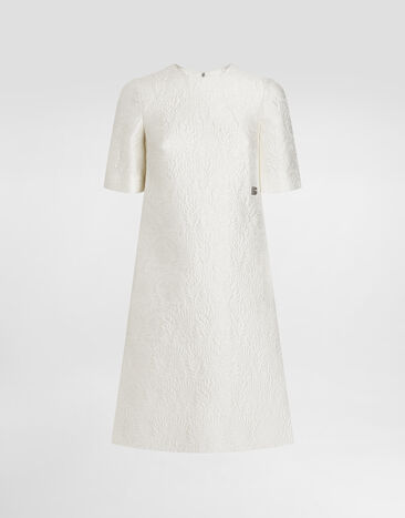 Dolce & Gabbana Robe midi en jacquard floral Blanc F6ARYTHJMOK