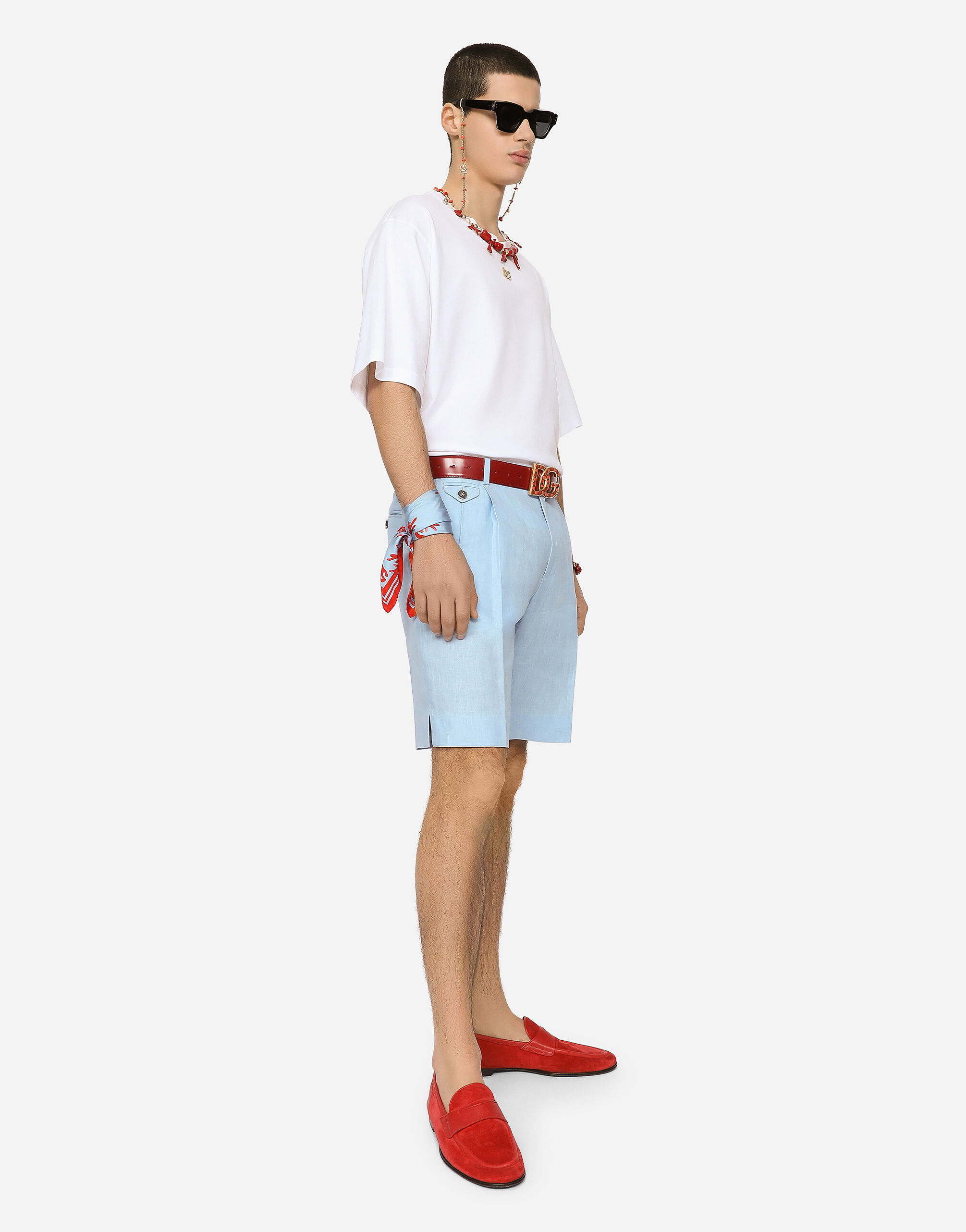 T-SHIRT M/CORTA GIRO in White for Men | Dolce&Gabbana®