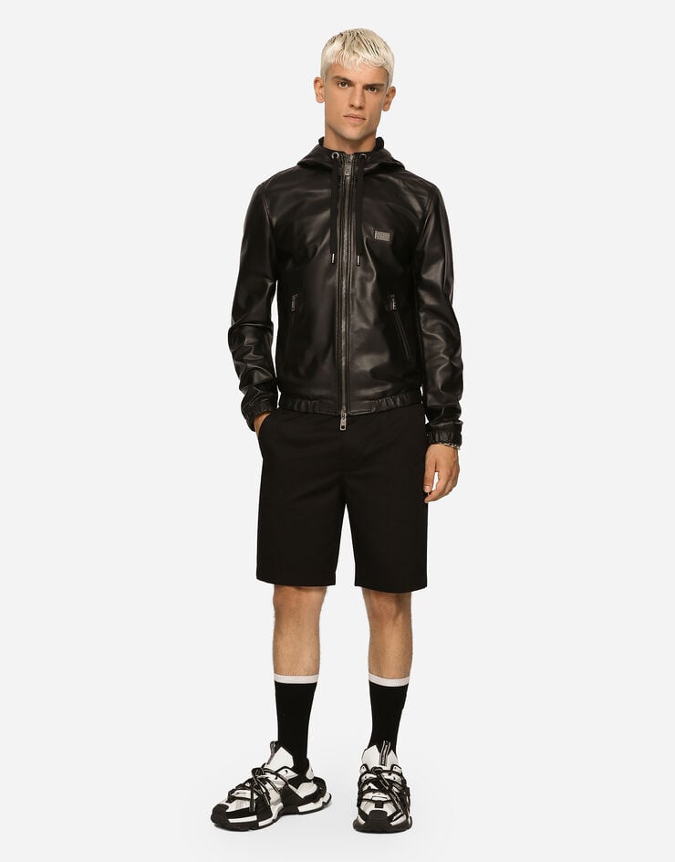 Dolce & Gabbana Куртка из кожи с капюшоном и фирменной пластинкой черный G9ZY6LHULR0