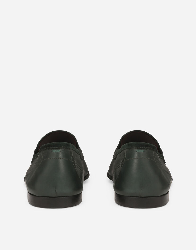 Dolce & Gabbana Calfskin loafers with DG logo Green A50462AQ993