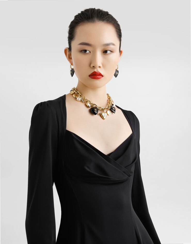 Dolce & Gabbana Godet line cady dress Black F6TYLTFUABF