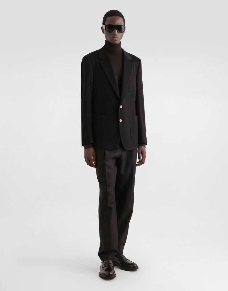 Dolce & Gabbana جاكيت كشمير بورتوفينو بصف أزرار واحد Black G2PT9TGK248