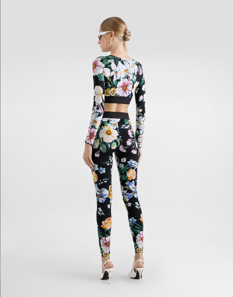 Dolce & Gabbana Activewear crop top in floral-print jersey Print F8N51TFSG8L