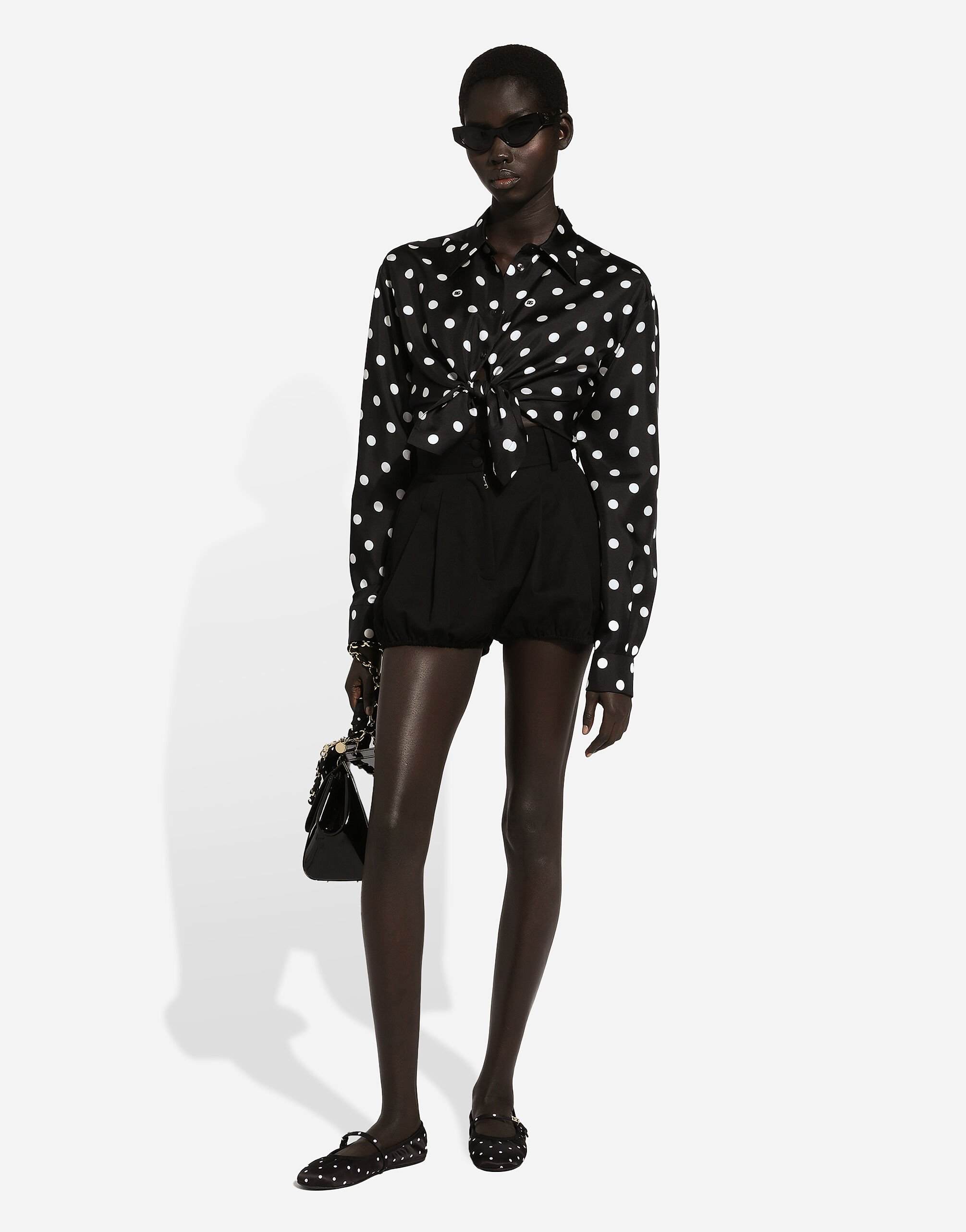 ブラックのウィメンズ コットン バルーンショートパンツ | Dolce&Gabbana®