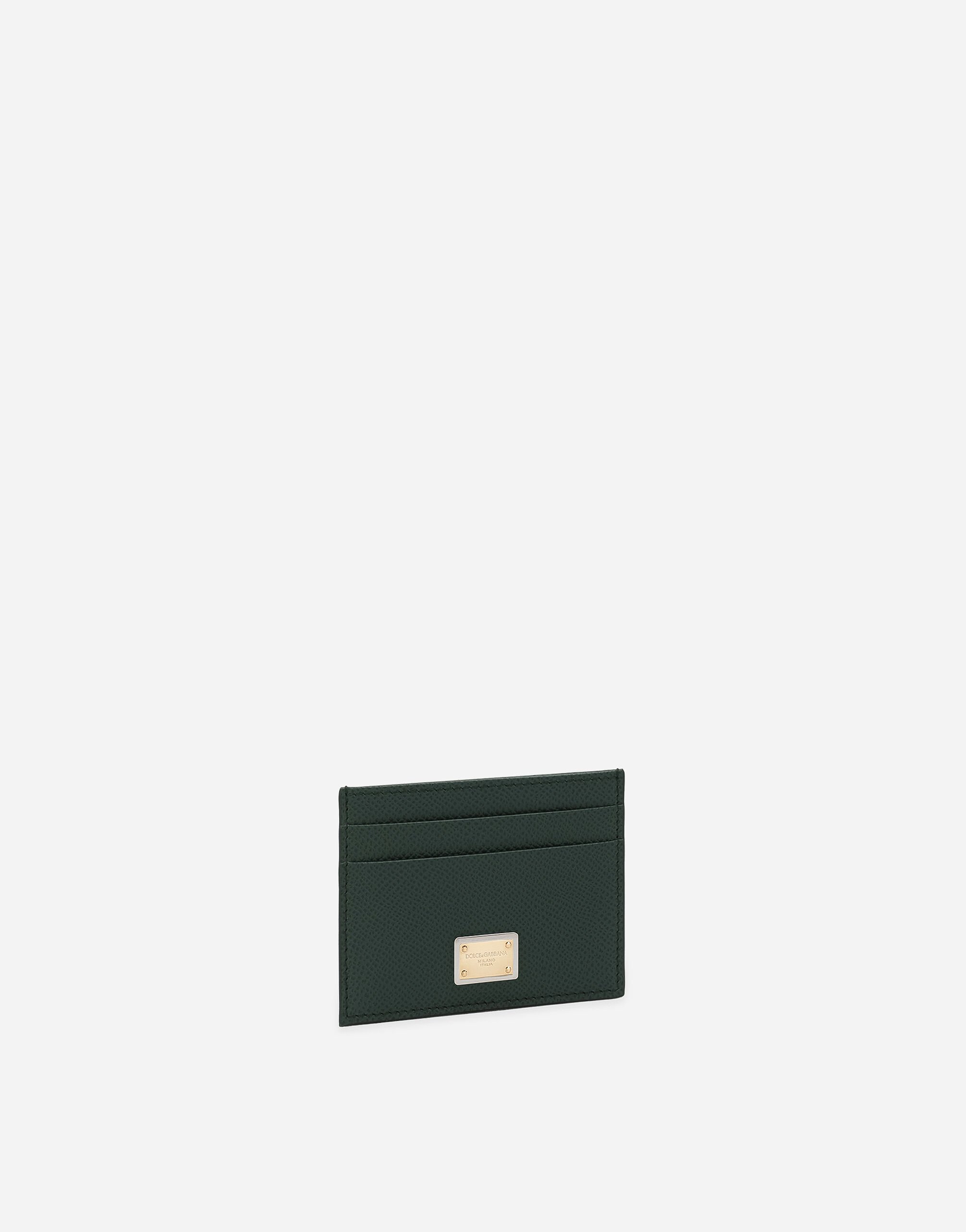 Dauphine calfskin card holder in Green for Women Dolce Gabbana
