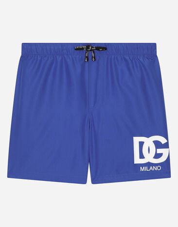 Dolce & Gabbana Nylon swim trunks with DG logo Blue L4J818ON03Q