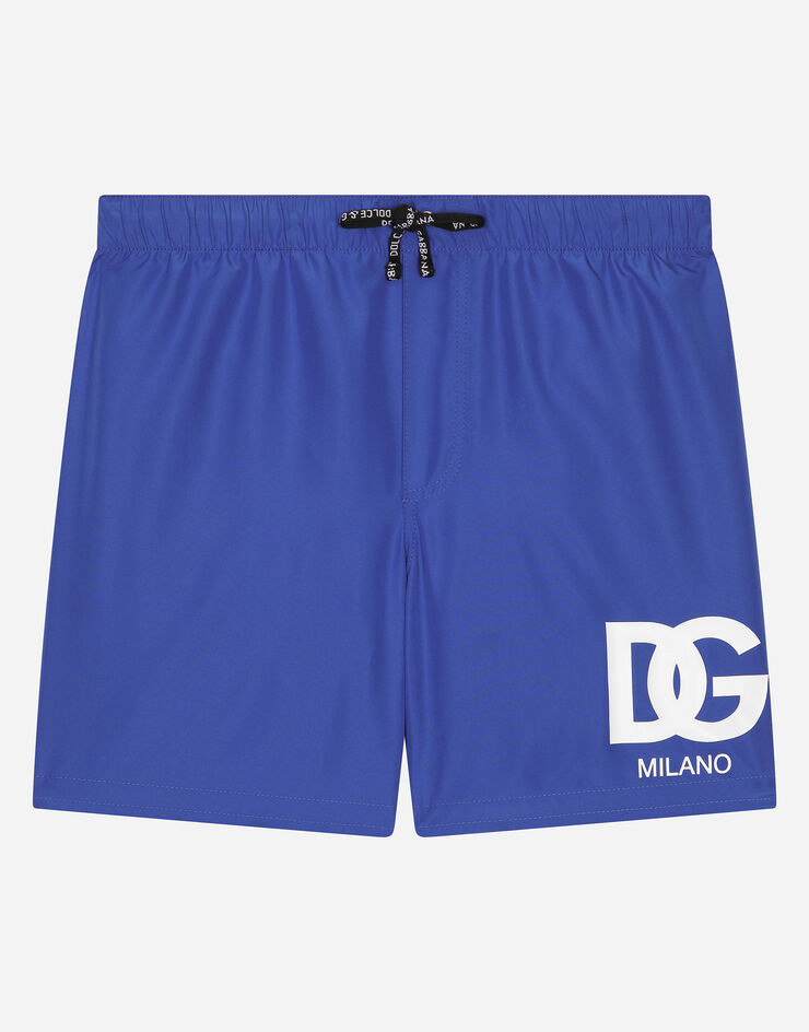 Dolce & Gabbana Nylon swim trunks with DG logo Blue L4J818ON01H