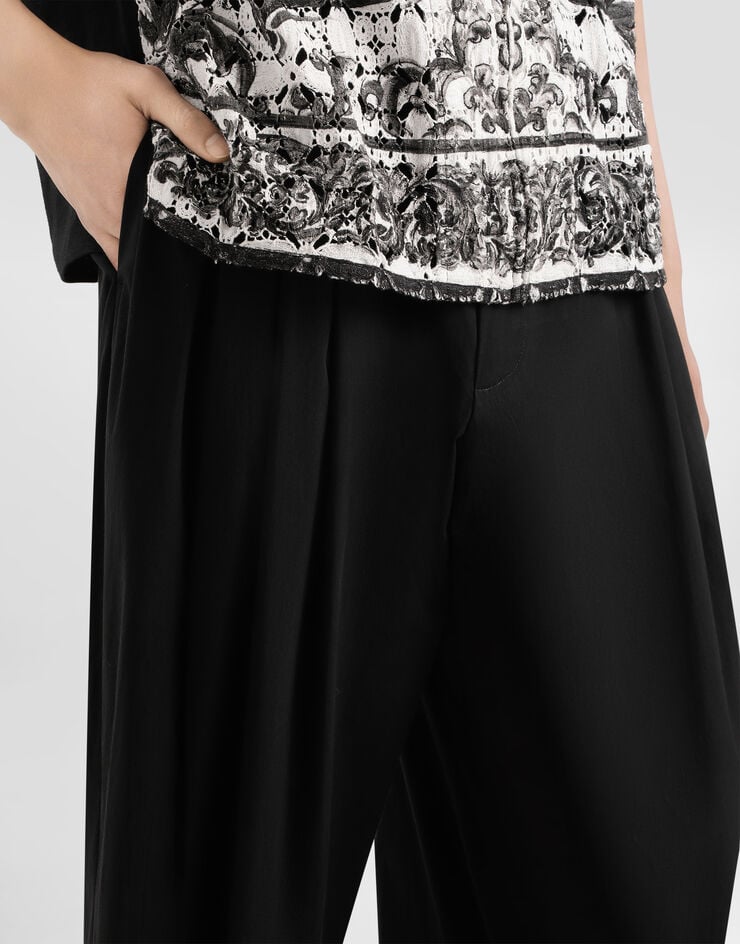 Dolce & Gabbana Hose aus Popeline Schwarz GP153ZFUEFJ