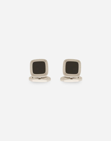 Dolce & Gabbana Square enameled cufflinks Silver WFQ5S8W1111