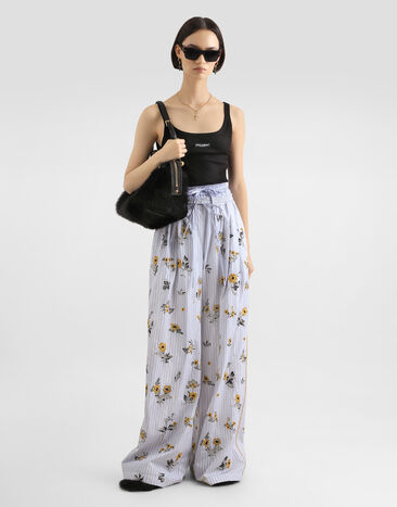 Dolce & Gabbana توب بلا أكمام مضلعة Black F8W45TFU7AV