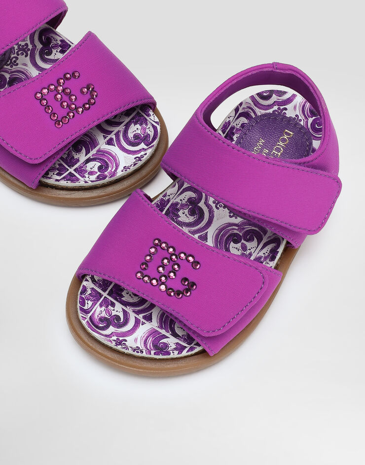 Dolce & Gabbana Majolica-print sandal with thermo-rhinestones Multicolor D20085AA975