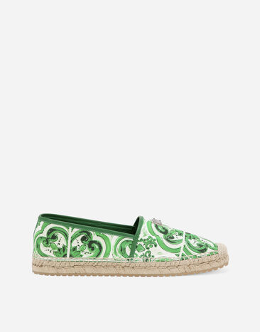 Dolce & Gabbana Espadrilles en toile à imprimé majoliques Blanc CS2215AN994