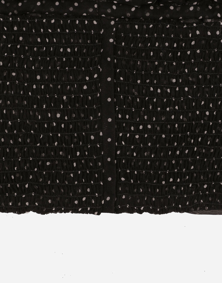 Dolce & Gabbana Top aus Chiffon Punkteprint mit Schluppenbändern Black F79ESTIS1S1