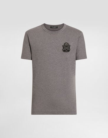 Dolce & Gabbana T-shirt with heraldic patch Grey G8PT1ZG7PZU