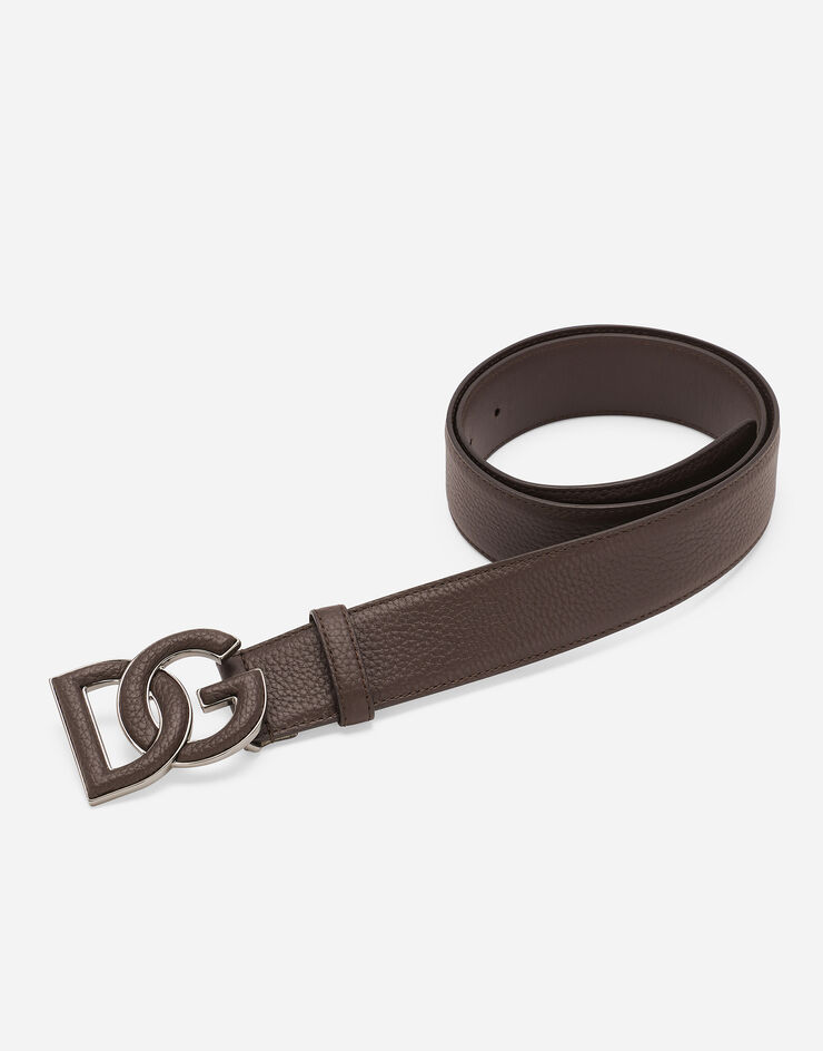 Dolce & Gabbana Deerskin-print calfskin belt with logo print Brown BC4675AT489