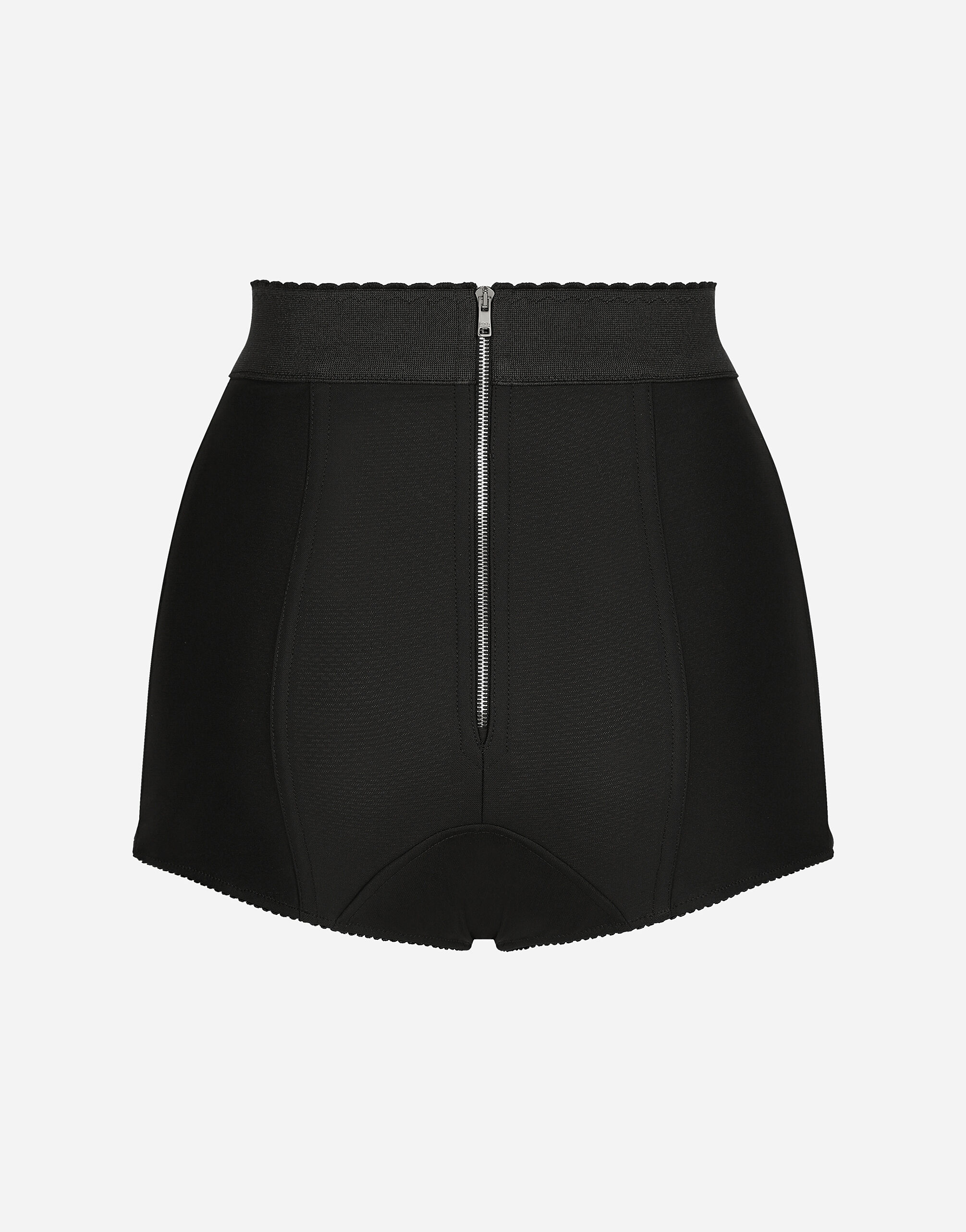 【関税込み】Dolce&Gabbana ブラック ハイウエスト ショーツ ブラックのウィメンズ シルクサテン＆ストレッチマーキゼット