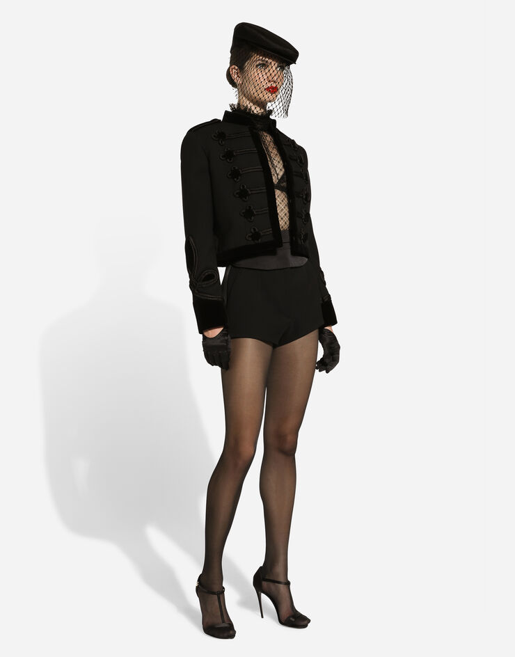 Dolce & Gabbana Frackjacke aus Wollgabardine-Double mit Knebelverschlüssen Schwarz F27CRTFU272