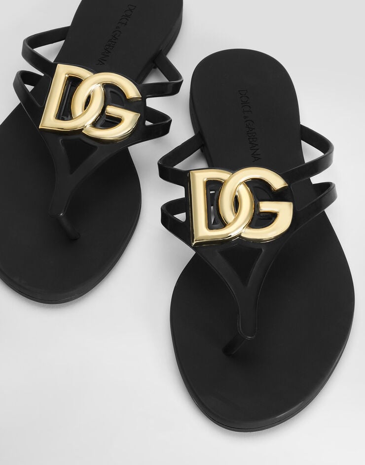 Dolce & Gabbana Rubber beachwear slides with logo Multicolor CW2418AY817