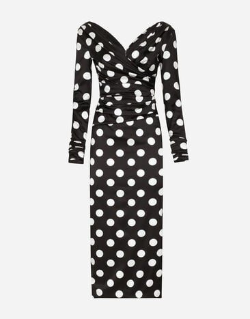 Dolce & Gabbana Satin midi dress with polka-dot print: Print F6AHOTHS5NK