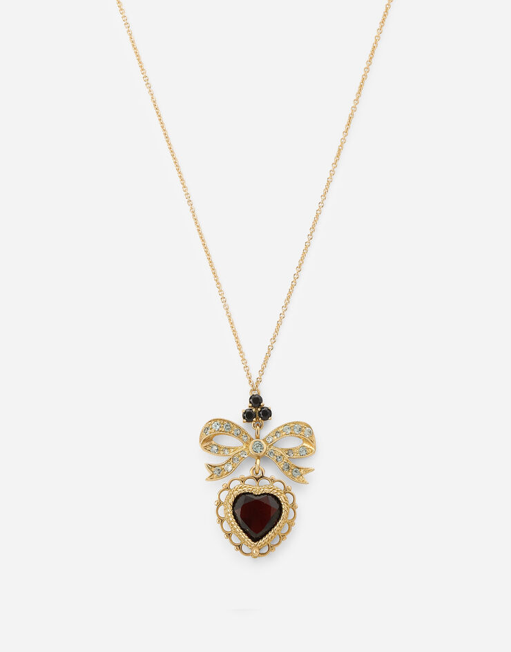 Dolce & Gabbana قلادة على شكل قلب من الذهب الأصفر مرصعة بحجر الرودوليت والياقوت ذهبي WAEL1GWGRA1
