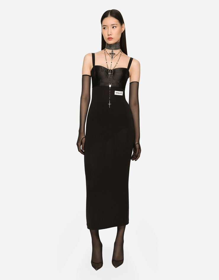 Dolce & Gabbana KIM DOLCE&GABBANA Платье-бюстье миди из органсина черный F6CLJTFURLZ