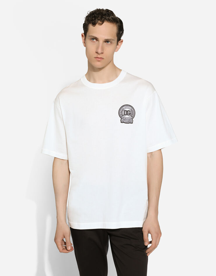 Dolce & Gabbana Cotton T-shirt with logo embroidery print White G8PN9ZG7NYE