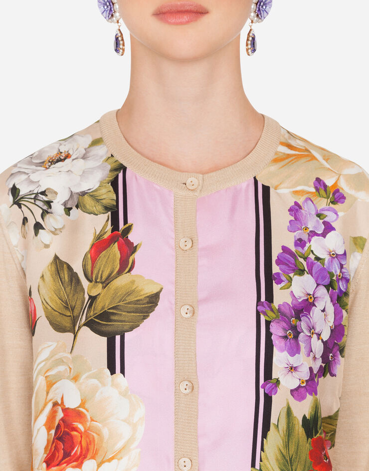Dolce & Gabbana FLORAL-PRINT TWILL AND SILK CARDIGAN ESTAMPADO DE FLORES FX619TJASKK