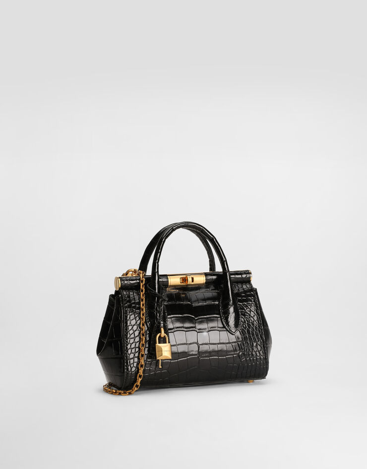 Dolce & Gabbana Marlene day mini handbag in polished alligator Black BB7744A2R08