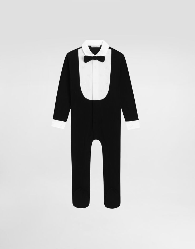 Dolce & Gabbana Interlock romper with embroidered bow tie Dolce & Gabbana Interlock romper with embroidered bow tie Multicolor L11O85G7P2A