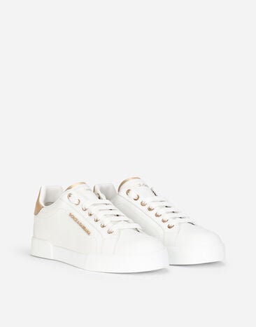 Dolce & Gabbana ポルトフィーノ スニーカー ナッパカーフスキン レタリング ホワイト/ゴールド CK2329AN298