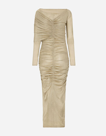 Dolce&Gabbana Lurex mesh calf-length dress Gold F6DETTHU7PW