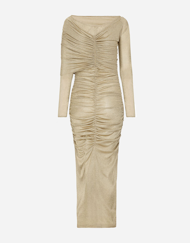 Dolce&Gabbana Longuette-Kleid aus Lurex-Strick Gold F6DETTHU7PW