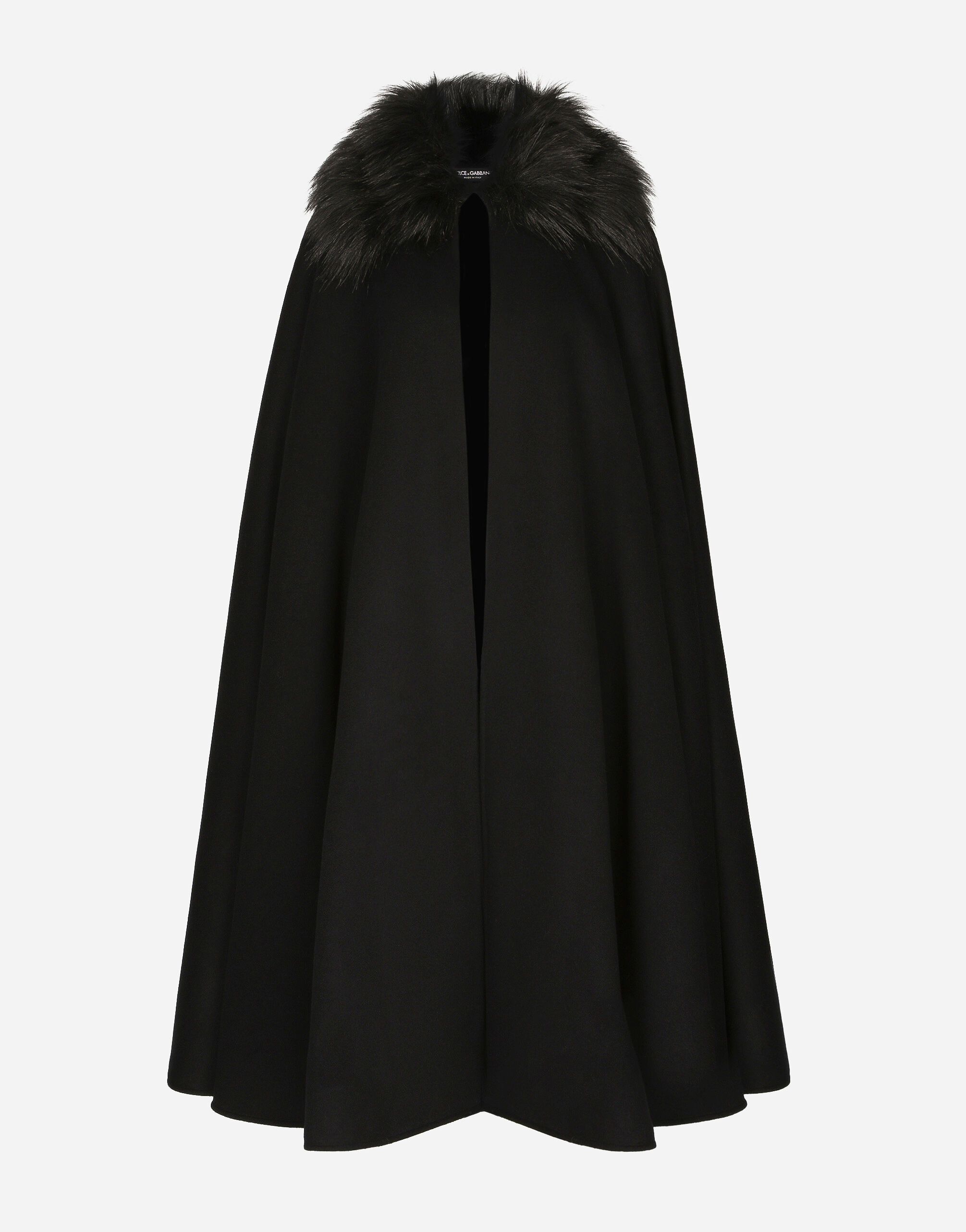 Dolce & Gabbana Cape with faux fur collar Blue FTBYLDG8CT4