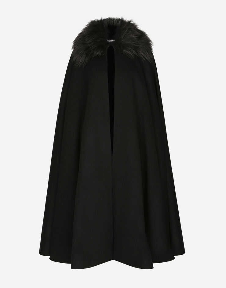 Dolce & Gabbana Capa con cuello de pelo sintético Negro F0V9CTFU3QZ