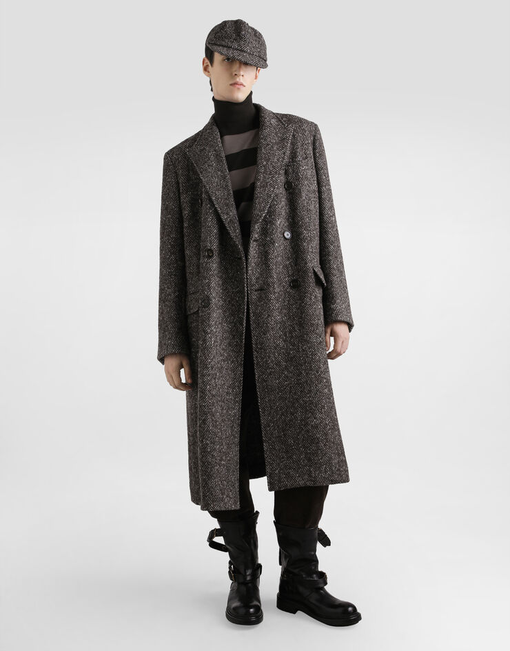 Dolce & Gabbana Double-breasted herringbone coat Multicolor G038ZTFC2FD