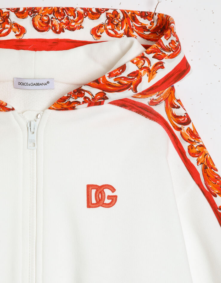 Dolce & Gabbana Majolica-print hoodie White L5JWDCG7P4K