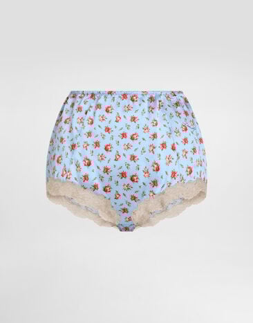 Dolce & Gabbana Small rose-print lace and satin briefs Multicolor O2E02TON0E3