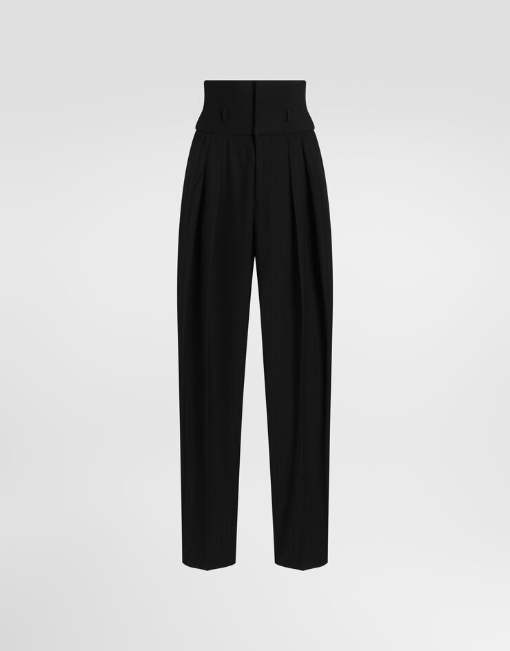 Dolce & Gabbana Pinstripe wool jacquard trousers Black FTDQKTFR22A