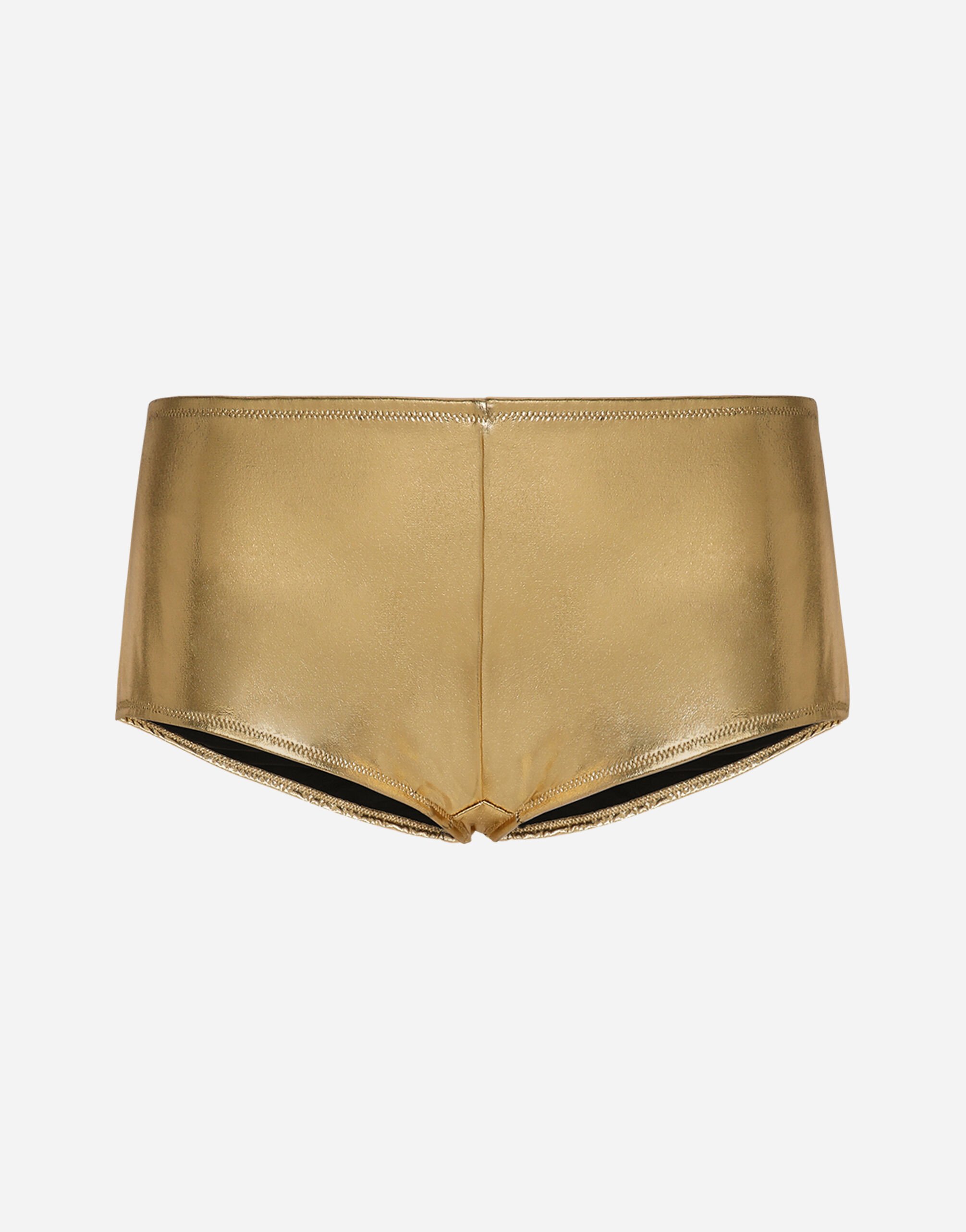 Dolce & Gabbana Foiled jersey low-rise panties Gold F6DFCTFLMII