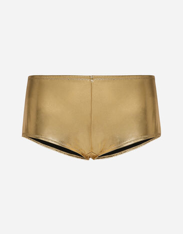 Dolce & Gabbana سروال داخلي بخصر منخفض من جيرسي ممعدن ذهبي O2E28TFUGRA